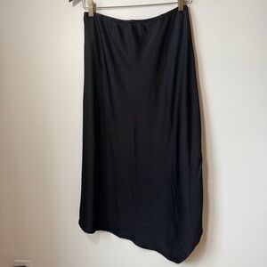 French Connection slip skirt asymmetrical hem elastic waist textured satin M